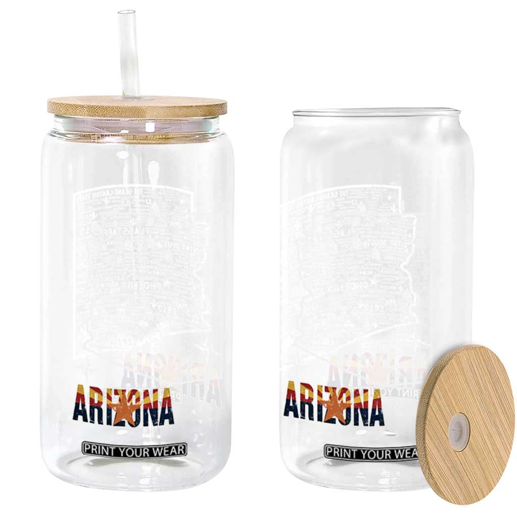 Arizona Map Phoenix Sedona Tucson Southwest Travel Glass Can