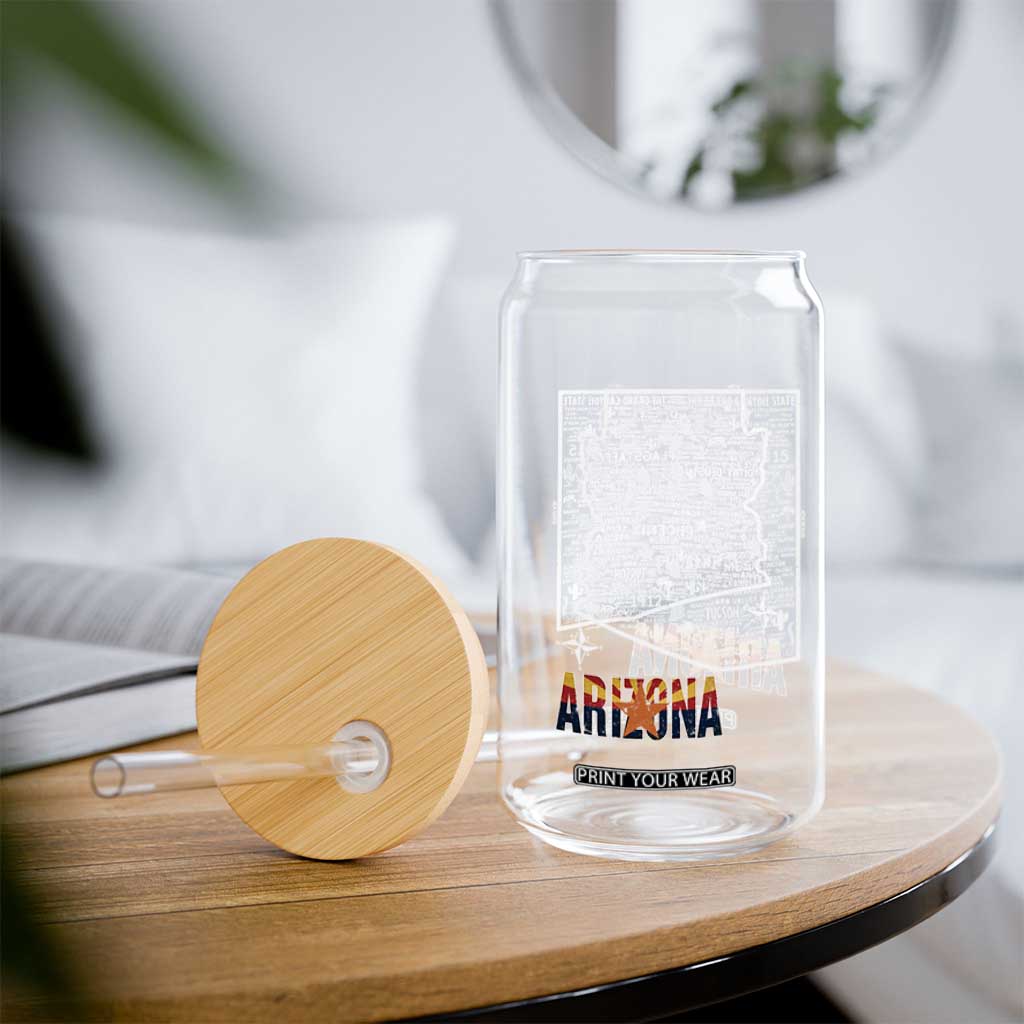 Arizona Map Phoenix Sedona Tucson Southwest Travel Glass Can