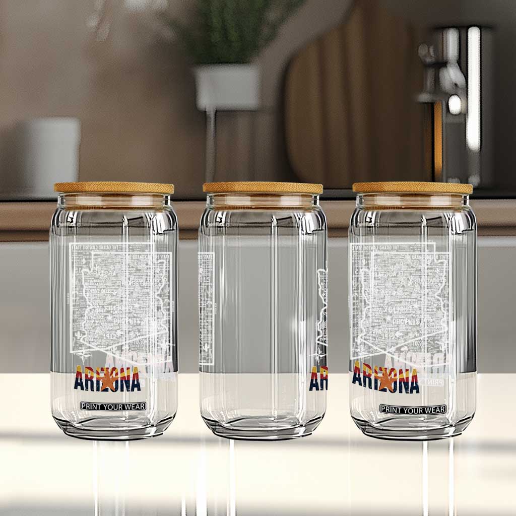 Arizona Map Phoenix Sedona Tucson Southwest Travel Glass Can