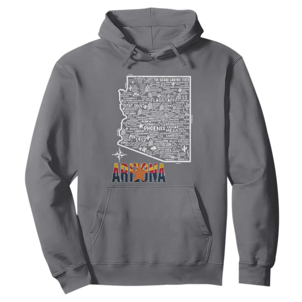 Arizona Map Phoenix Sedona Tucson Southwest Travel Hoodie