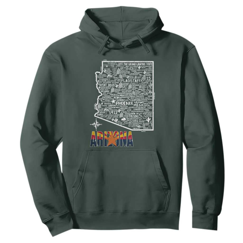 Arizona Map Phoenix Sedona Tucson Southwest Travel Hoodie