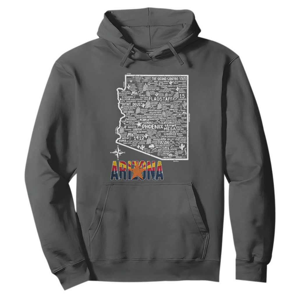 Arizona Map Phoenix Sedona Tucson Southwest Travel Hoodie