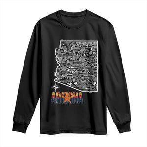 Arizona Map Phoenix Sedona Tucson Southwest Travel Long Sleeve Shirt