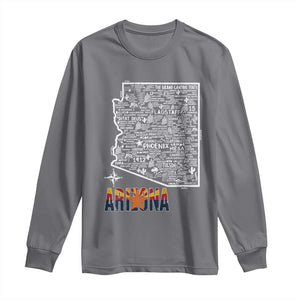 Arizona Map Phoenix Sedona Tucson Southwest Travel Long Sleeve Shirt