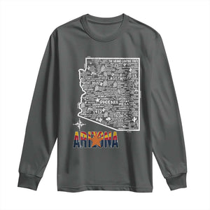 Arizona Map Phoenix Sedona Tucson Southwest Travel Long Sleeve Shirt