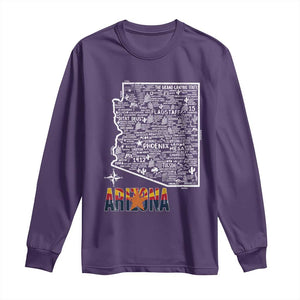 Arizona Map Phoenix Sedona Tucson Southwest Travel Long Sleeve Shirt