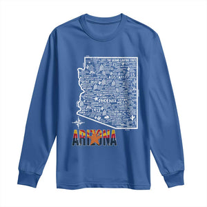 Arizona Map Phoenix Sedona Tucson Southwest Travel Long Sleeve Shirt