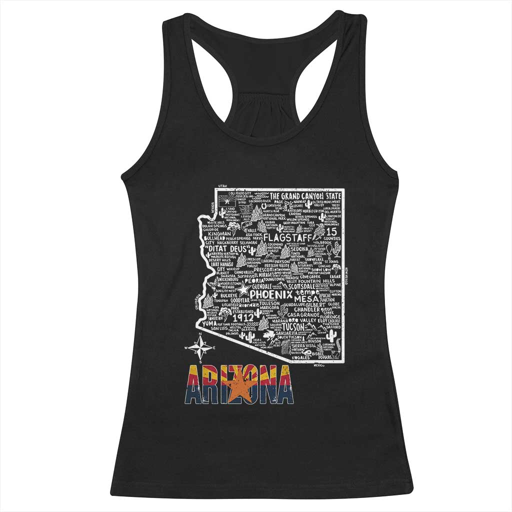 Arizona Map Phoenix Sedona Tucson Southwest Travel Racerback Tank Top