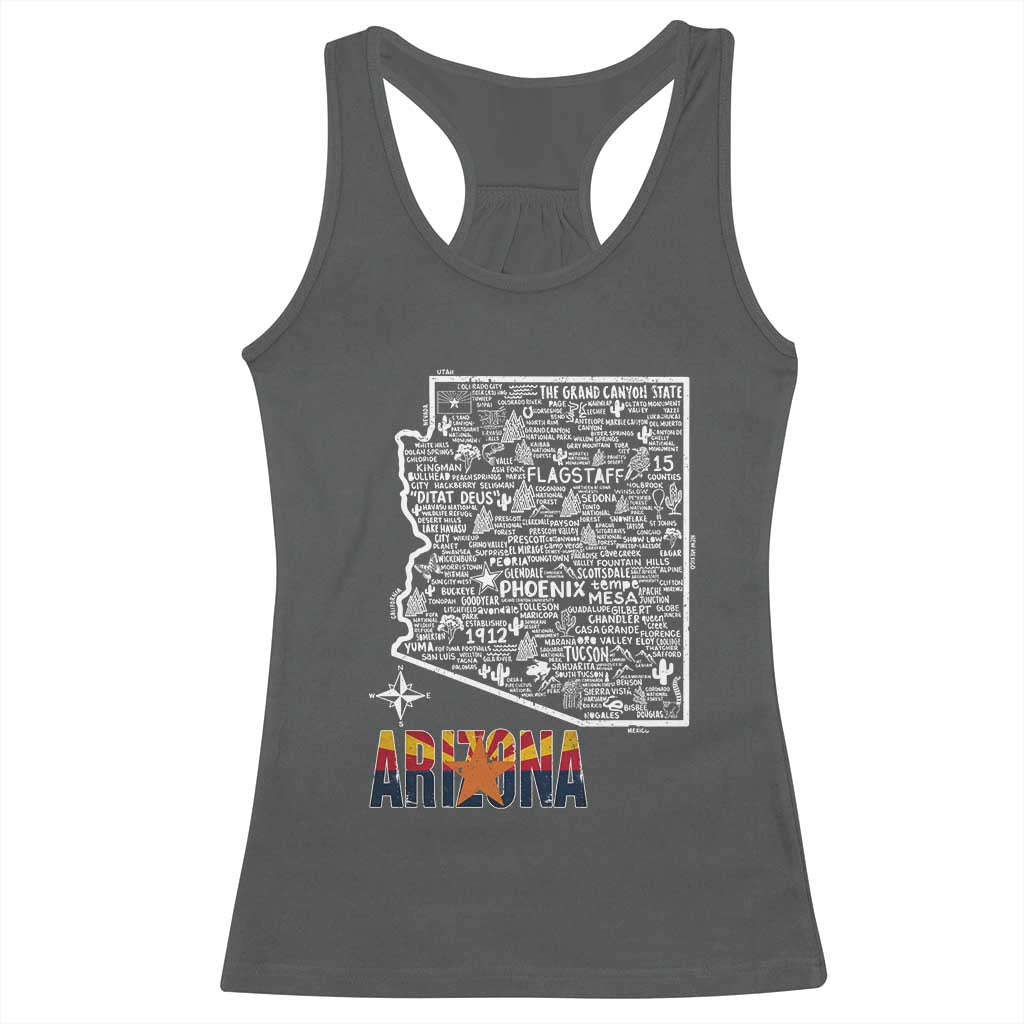 Arizona Map Phoenix Sedona Tucson Southwest Travel Racerback Tank Top