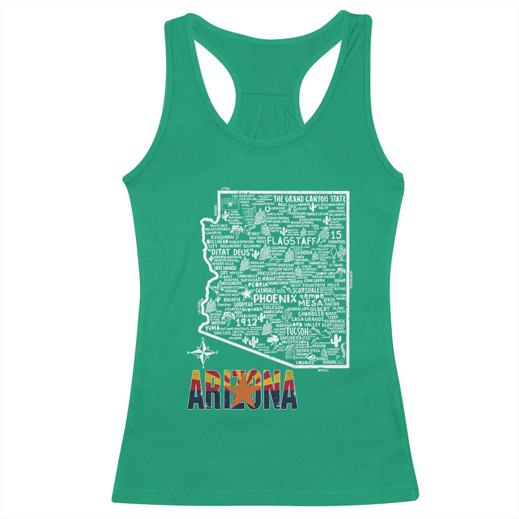 Arizona Map Phoenix Sedona Tucson Southwest Travel Racerback Tank Top