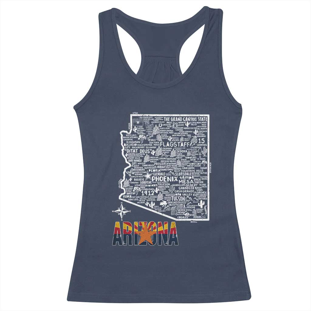 Arizona Map Phoenix Sedona Tucson Southwest Travel Racerback Tank Top
