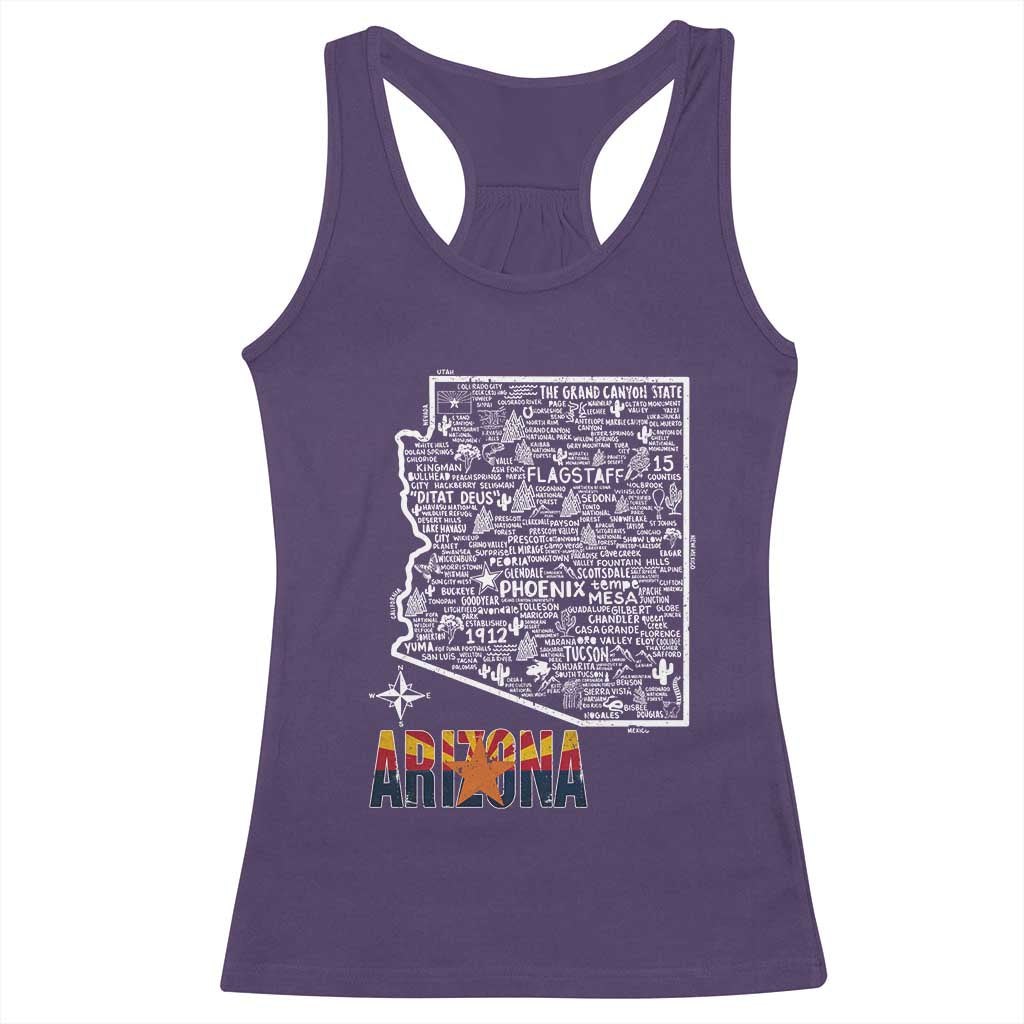 Arizona Map Phoenix Sedona Tucson Southwest Travel Racerback Tank Top