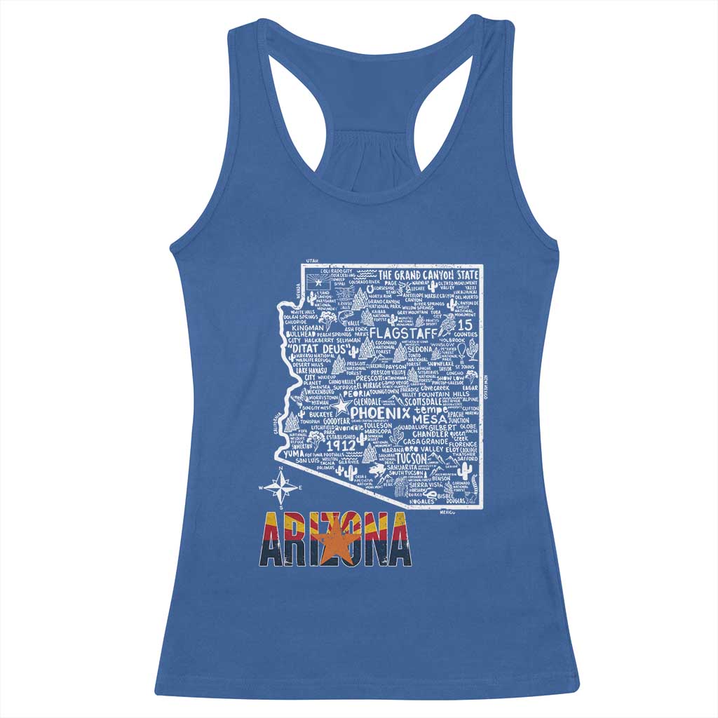 Arizona Map Phoenix Sedona Tucson Southwest Travel Racerback Tank Top
