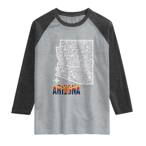 Arizona Map Phoenix Sedona Tucson Southwest Travel Raglan Shirt