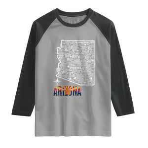 Arizona Map Phoenix Sedona Tucson Southwest Travel Raglan Shirt