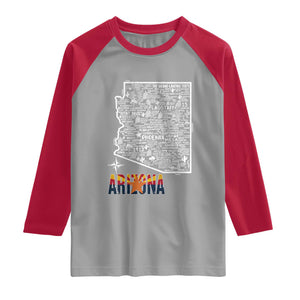 Arizona Map Phoenix Sedona Tucson Southwest Travel Raglan Shirt