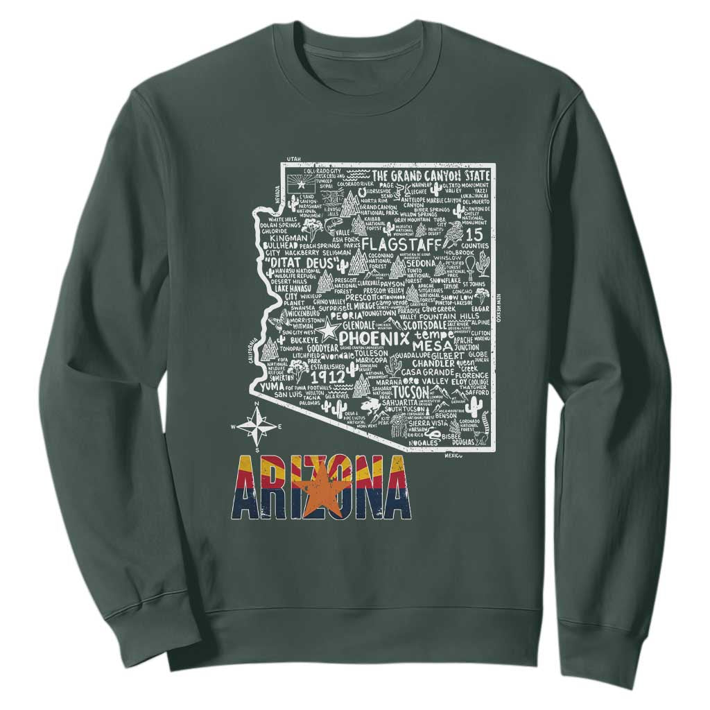 Arizona Map Phoenix Sedona Tucson Southwest Travel Sweatshirt