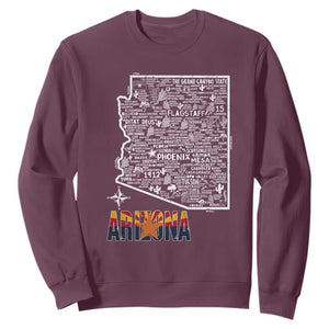 Arizona Map Phoenix Sedona Tucson Southwest Travel Sweatshirt