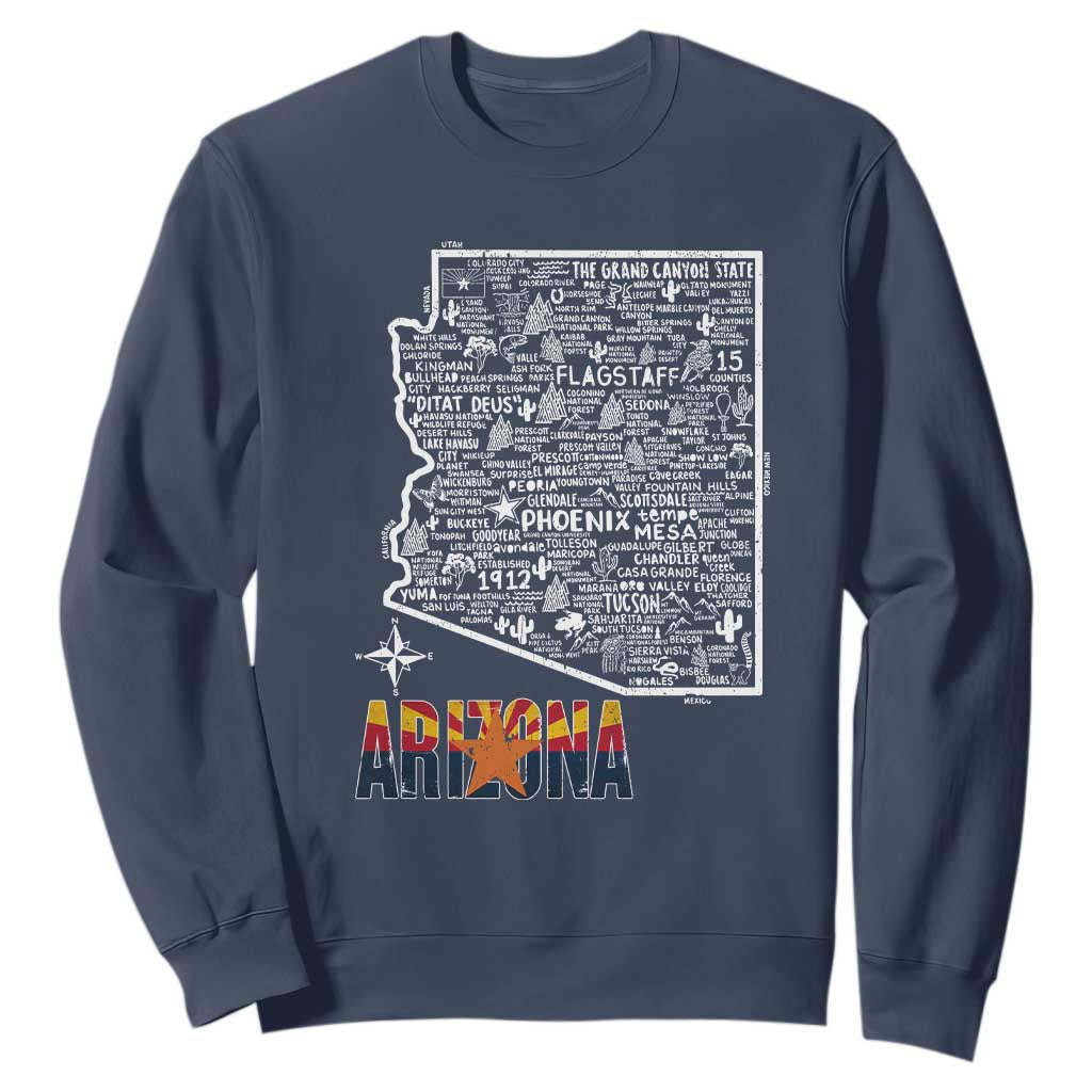 Arizona Map Phoenix Sedona Tucson Southwest Travel Sweatshirt