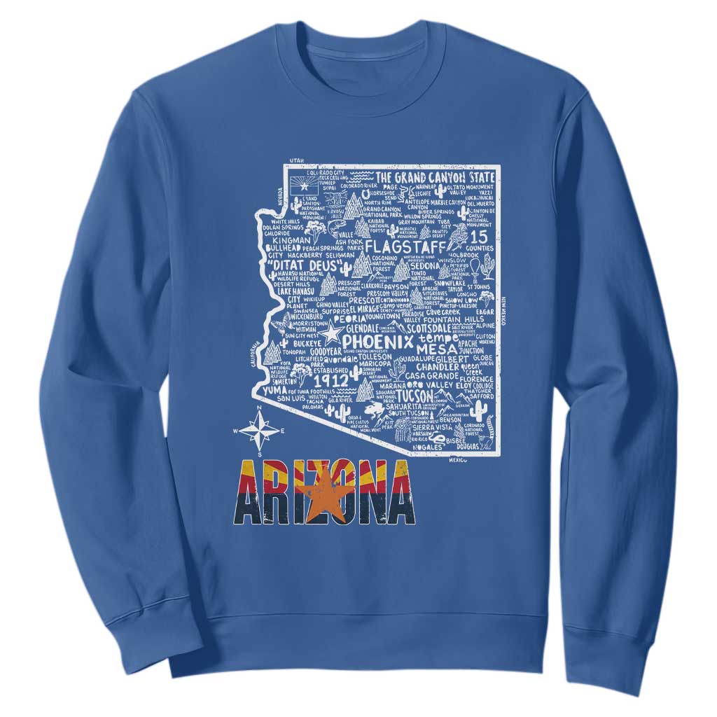 Arizona Map Phoenix Sedona Tucson Southwest Travel Sweatshirt