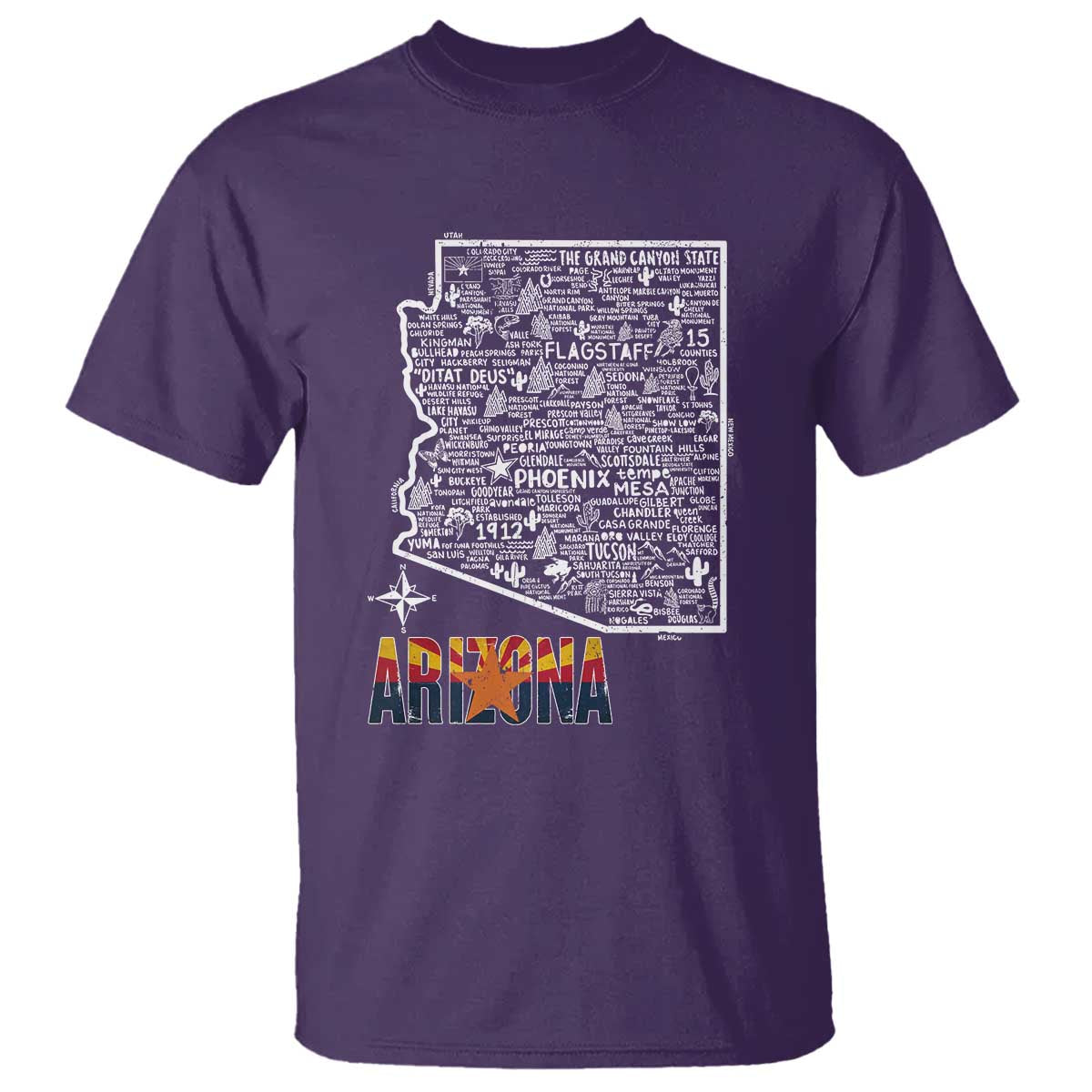 Arizona Map Phoenix Sedona Tucson Southwest Travel T Shirt