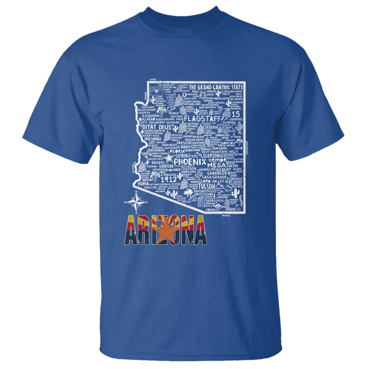 Arizona Map Phoenix Sedona Tucson Southwest Travel T Shirt