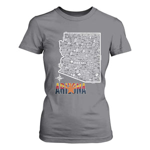 Arizona Map Phoenix Sedona Tucson Southwest Travel T Shirt For Women