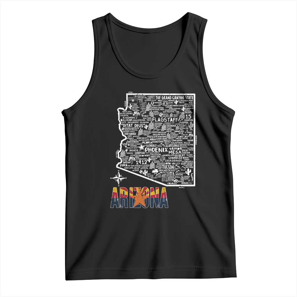 Arizona Map Phoenix Sedona Tucson Southwest Travel Tank Top TS14 Black Print Your Wear