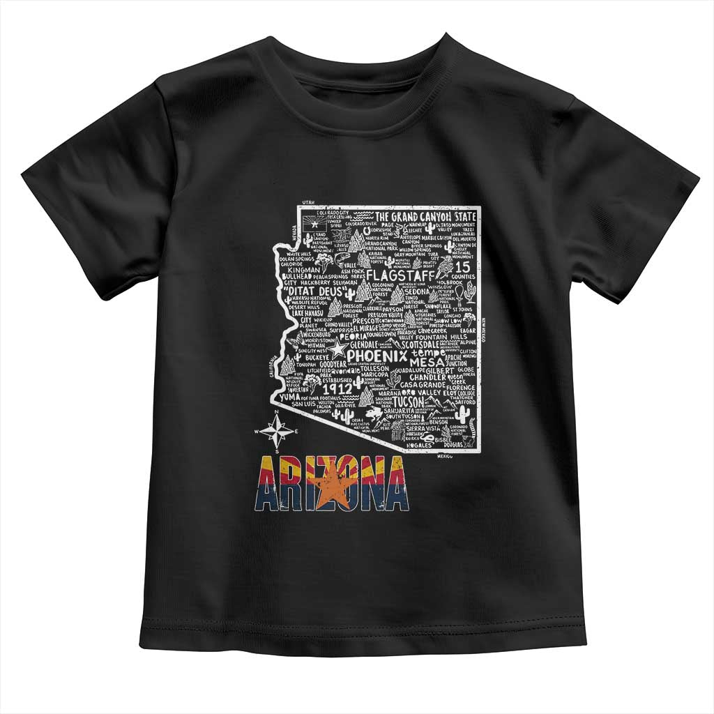 Arizona Map Phoenix Sedona Tucson Southwest Travel Toddler T Shirt