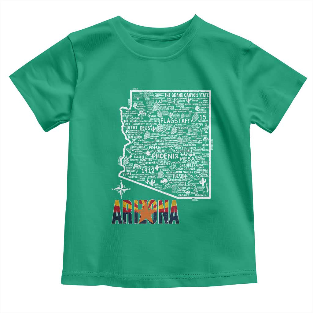 Arizona Map Phoenix Sedona Tucson Southwest Travel Toddler T Shirt