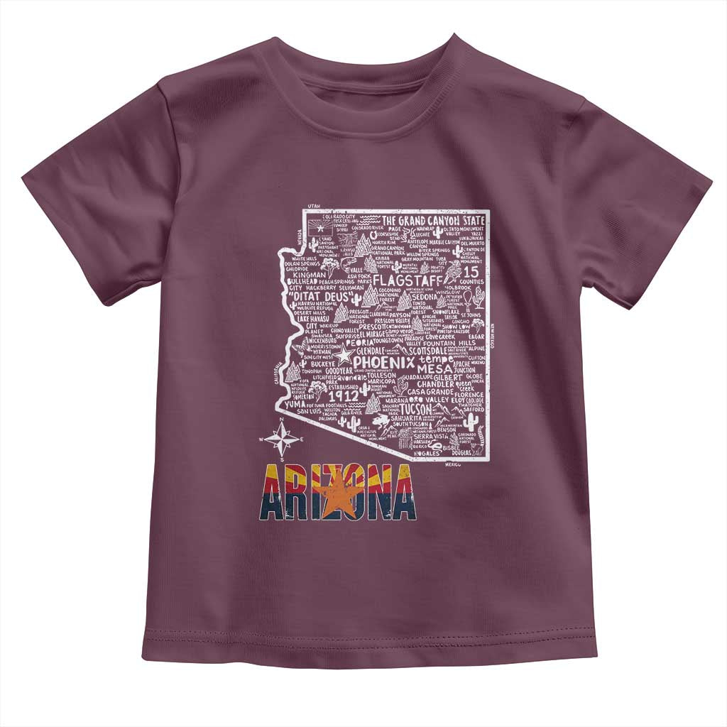 Arizona Map Phoenix Sedona Tucson Southwest Travel Toddler T Shirt