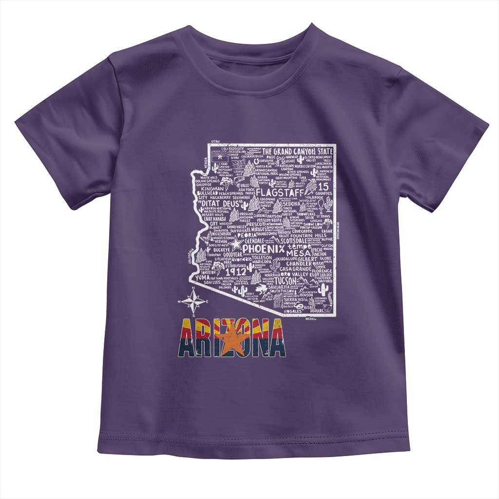 Arizona Map Phoenix Sedona Tucson Southwest Travel Toddler T Shirt