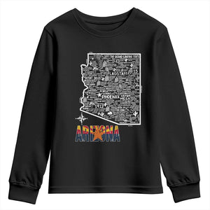 Arizona Map Phoenix Sedona Tucson Southwest Travel Youth Sweatshirt