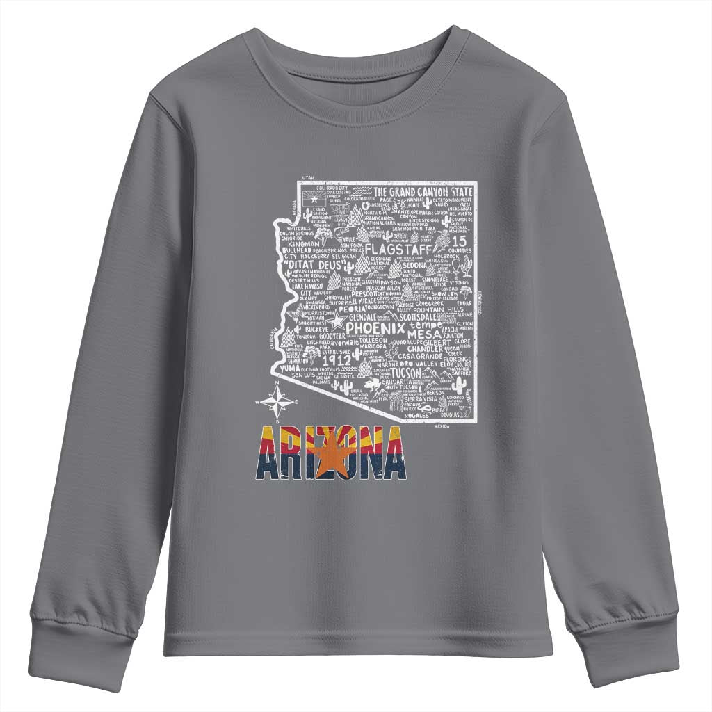 Arizona Map Phoenix Sedona Tucson Southwest Travel Youth Sweatshirt