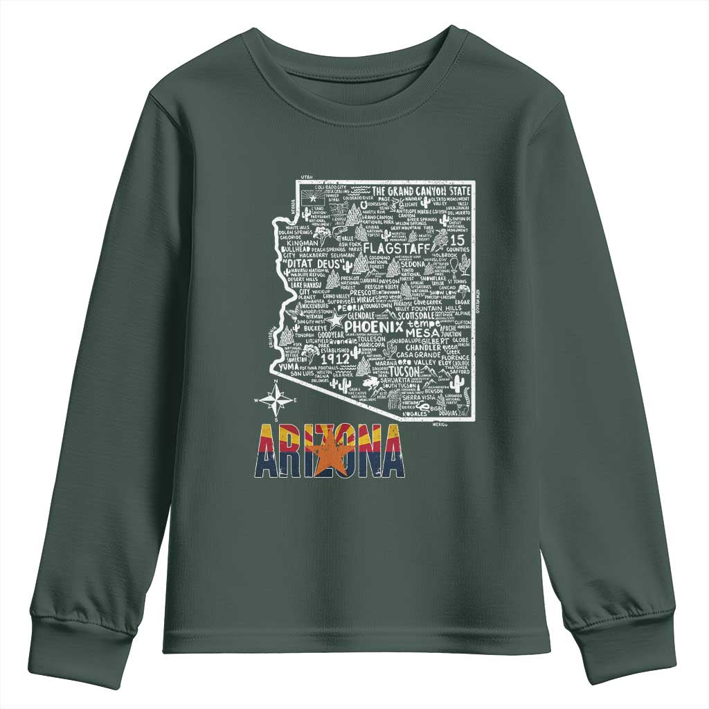 Arizona Map Phoenix Sedona Tucson Southwest Travel Youth Sweatshirt
