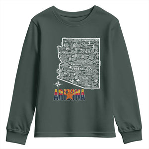 Arizona Map Phoenix Sedona Tucson Southwest Travel Youth Sweatshirt