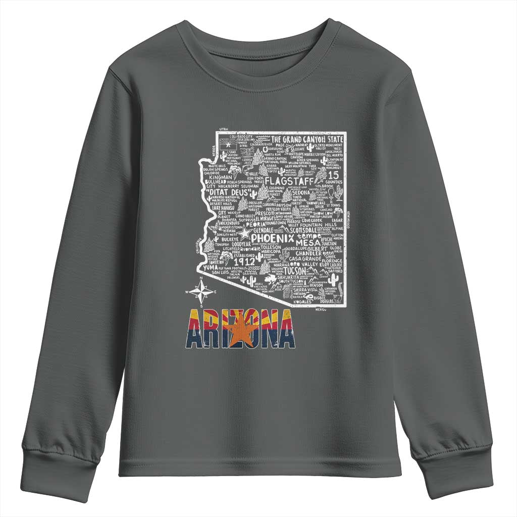 Arizona Map Phoenix Sedona Tucson Southwest Travel Youth Sweatshirt