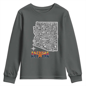 Arizona Map Phoenix Sedona Tucson Southwest Travel Youth Sweatshirt