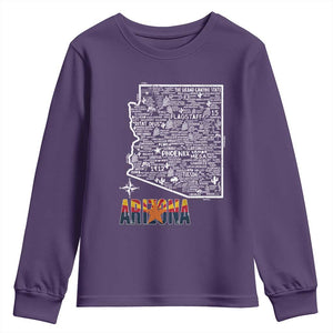 Arizona Map Phoenix Sedona Tucson Southwest Travel Youth Sweatshirt