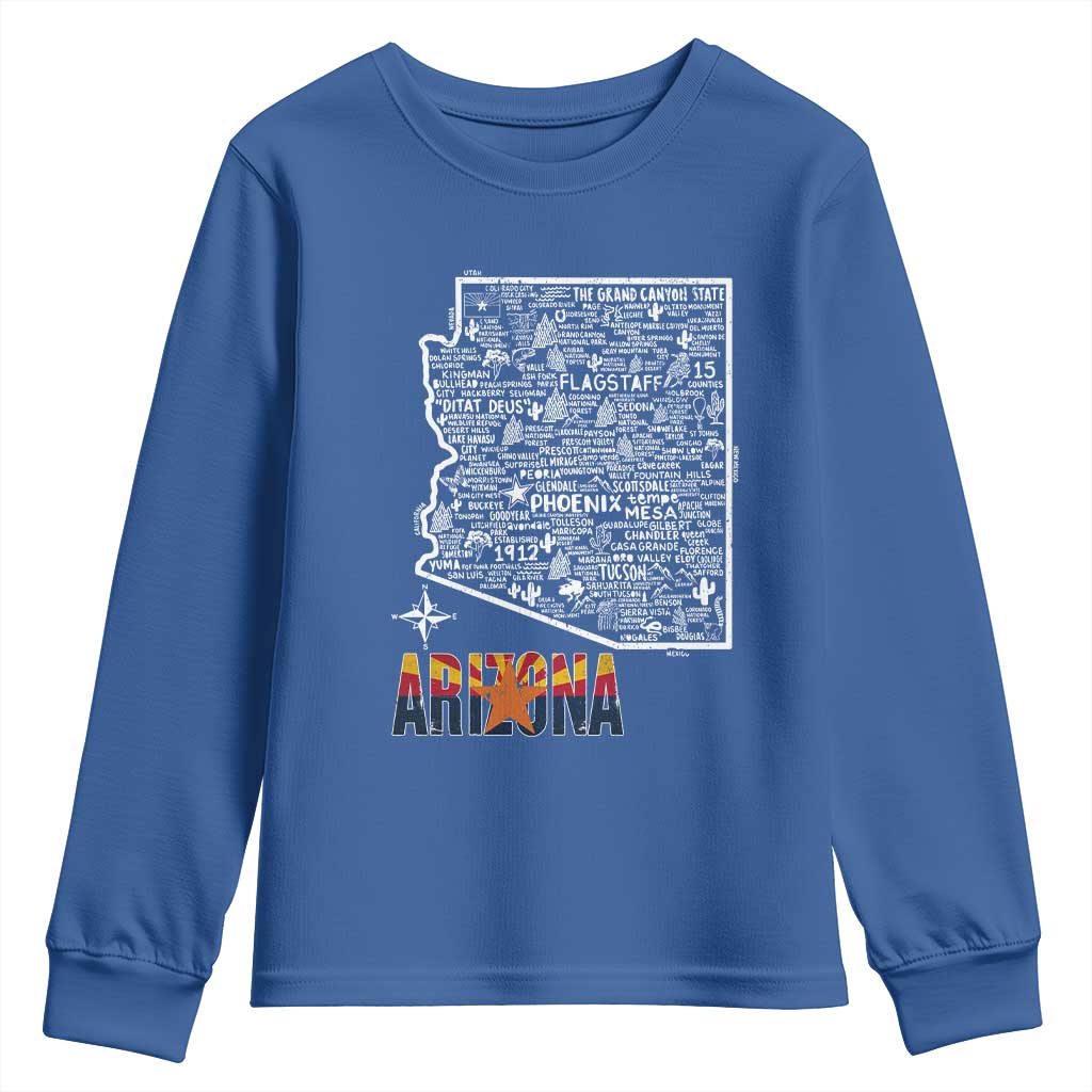 Arizona Map Phoenix Sedona Tucson Southwest Travel Youth Sweatshirt