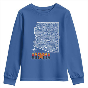 Arizona Map Phoenix Sedona Tucson Southwest Travel Youth Sweatshirt