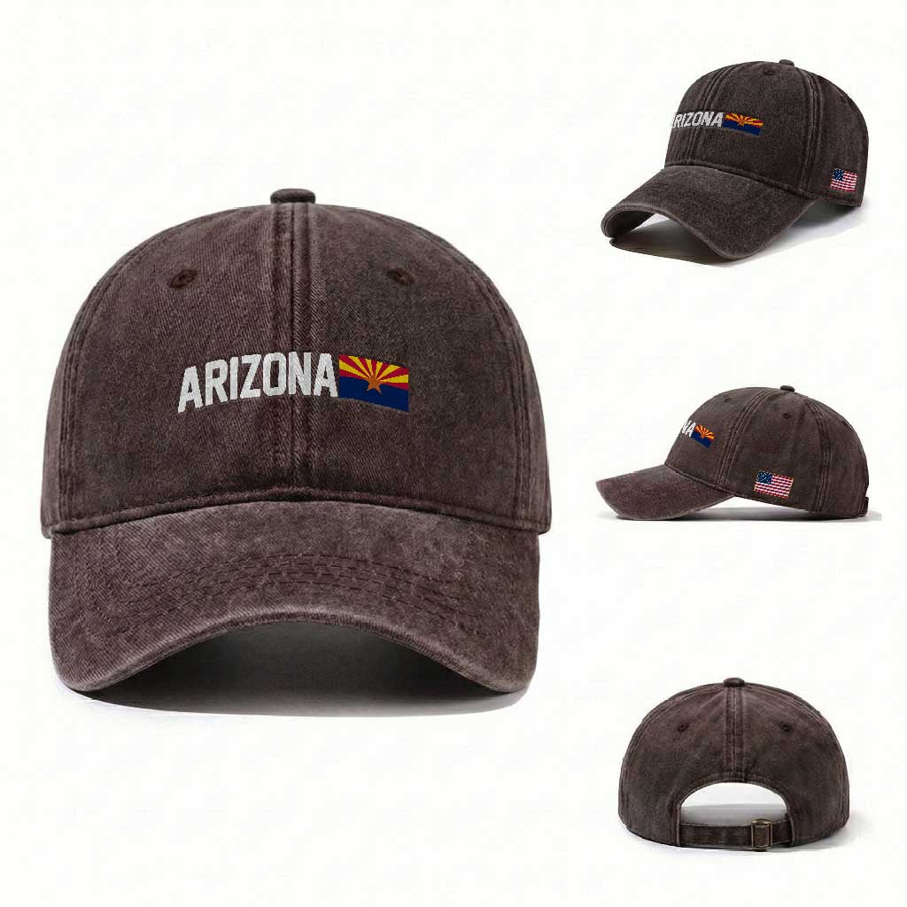 Vintage Arizona AZ State Flag Washed Cotton Baseball Cap