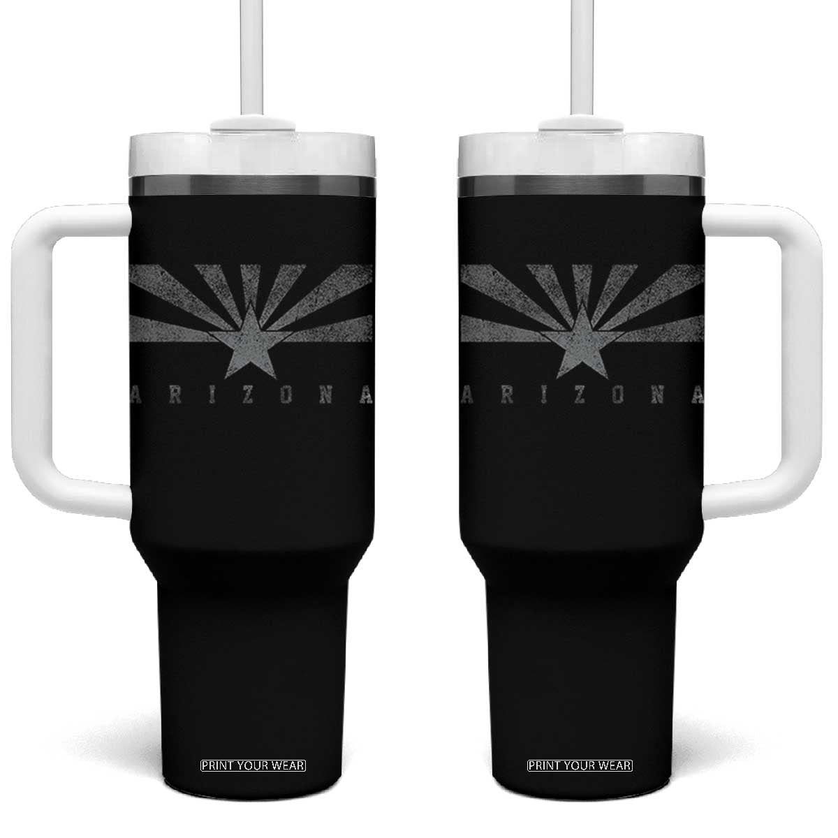 Arizona State Flag Pride Southwest Heritage Americana Tumbler With Handle TS14 One Size: 40 oz Black Print Your Wear