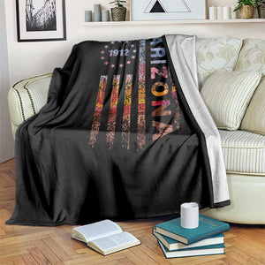 Arizona American Flag Pride Cactus Landscape Established 1912 Throw Blanket