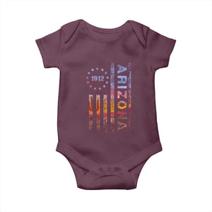 Arizona American Flag Pride Cactus Landscape Established 1912 Baby Onesie