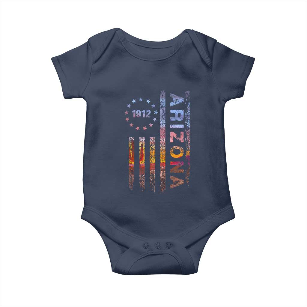 Arizona American Flag Pride Cactus Landscape Established 1912 Baby Onesie