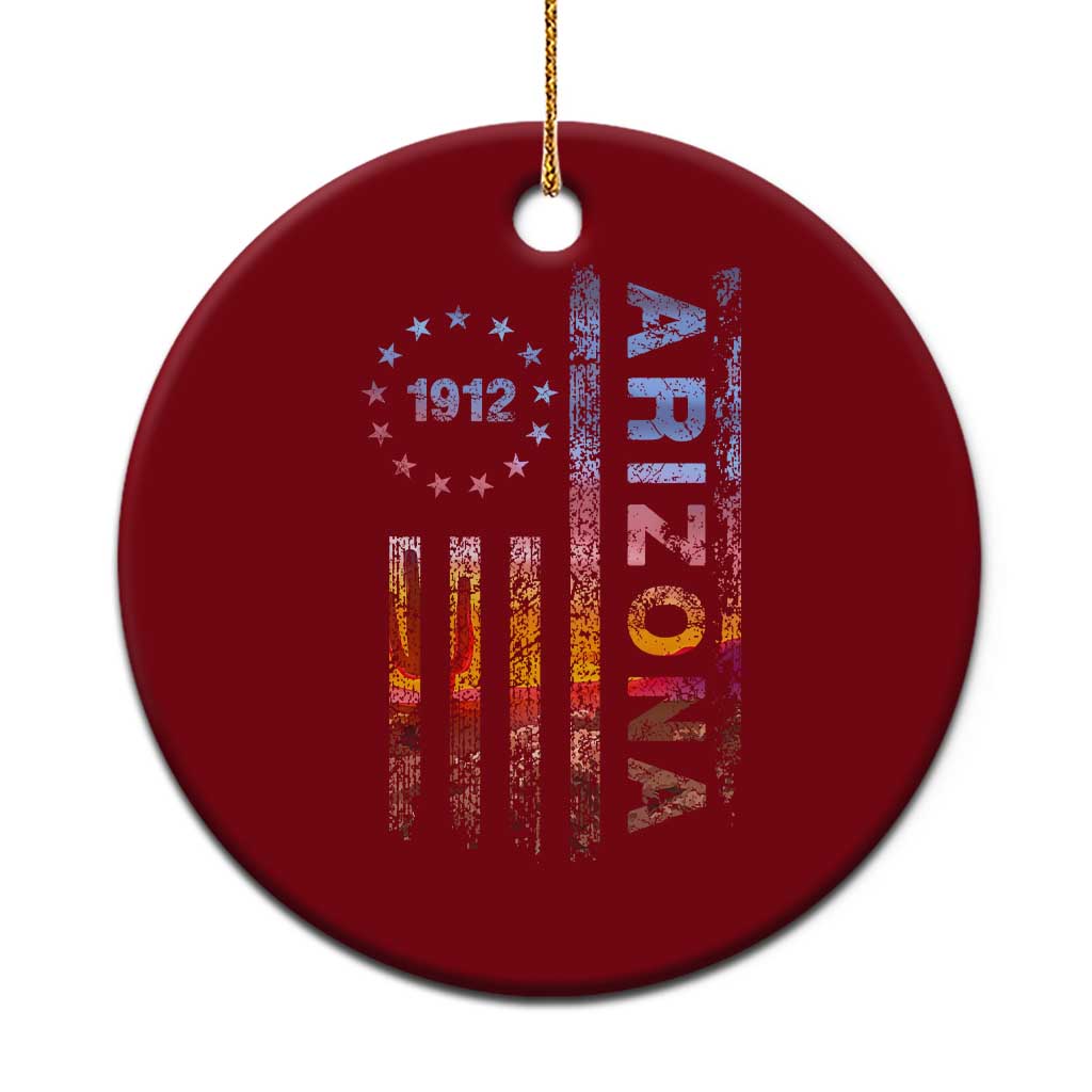 Arizona American Flag Pride Cactus Landscape Established 1912 Ceramic Ornament TS14 1pc Red Print Your Wear