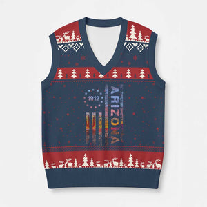 Arizona American Flag Pride Cactus Landscape Established 1912 V-Neck Knit Sweater Vest