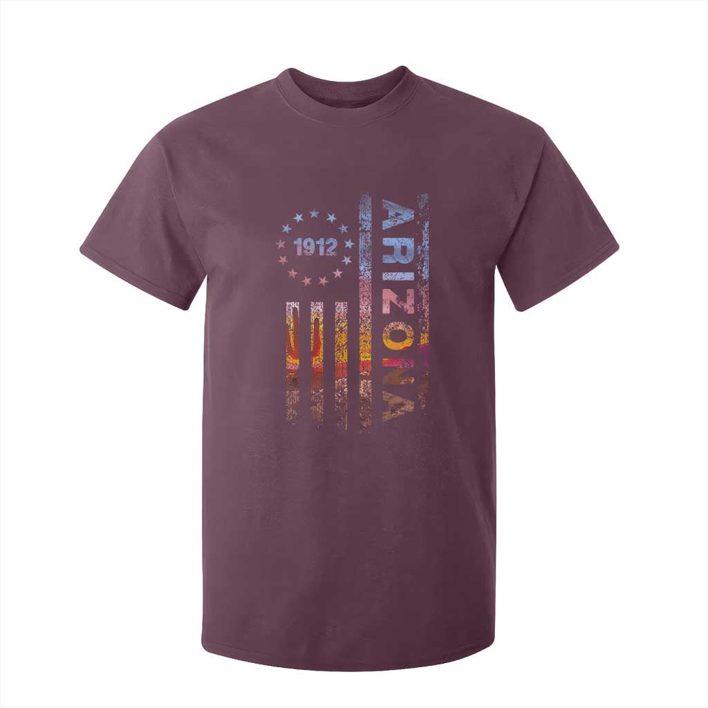 Arizona American Flag Pride Cactus Landscape Established 1912 T Shirt For Kid