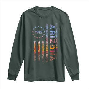 Arizona American Flag Pride Cactus Landscape Established 1912 Long Sleeve Shirt